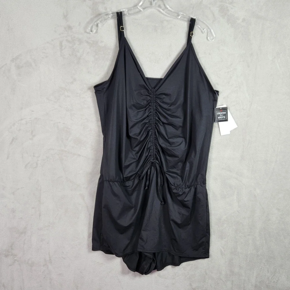 Salt + Cove Romper Womens Small Black Front Cinch Sleeveless Cover Up Summer